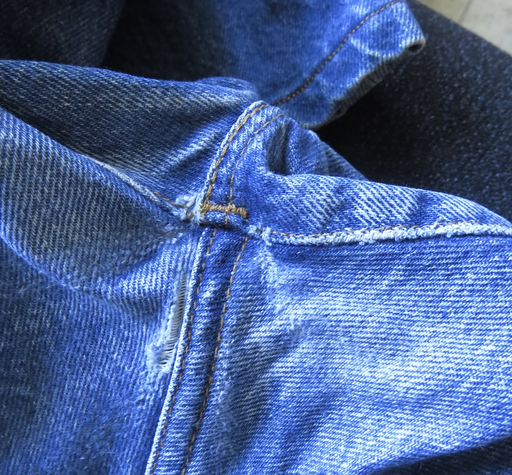 A nearly-hole near the crotch seam